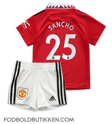 Manchester United Jadon Sancho #25 Hjemmebanetrøje Børn 2022-23 Kortærmet (+ Korte bukser)